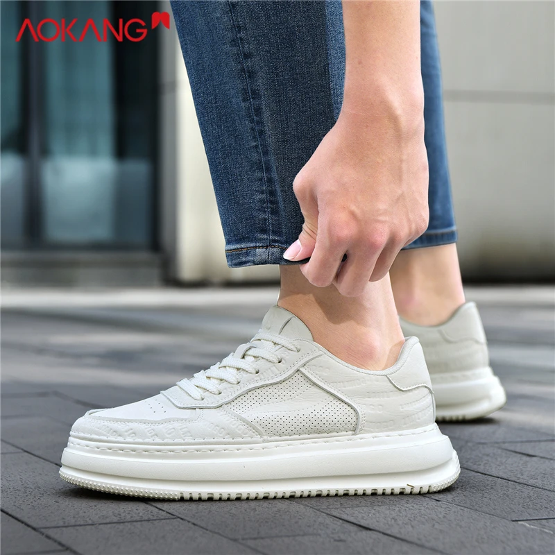 Aokang/奥康官方旗舰官网正品小白鞋男款干净感痞帅男鞋休闲板鞋
