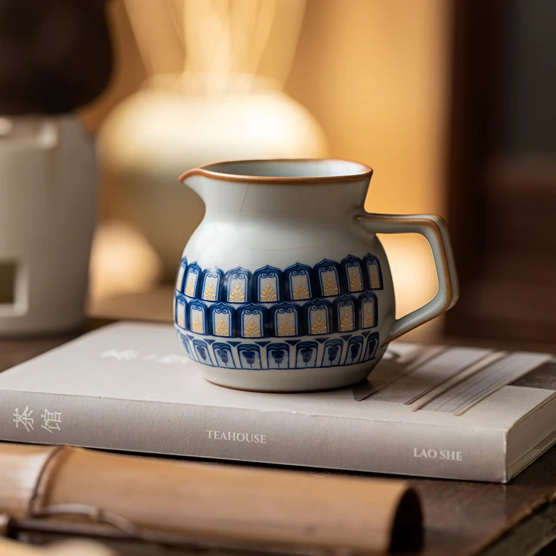 汝窑公道杯陶瓷茶海公杯敦煌万佛分茶器匀杯高端茶道零配件