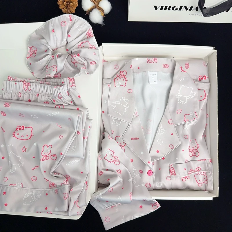 可爱卡通凯蒂猫新款春秋季睡衣女长袖长裤韩系高级感可外穿家居服