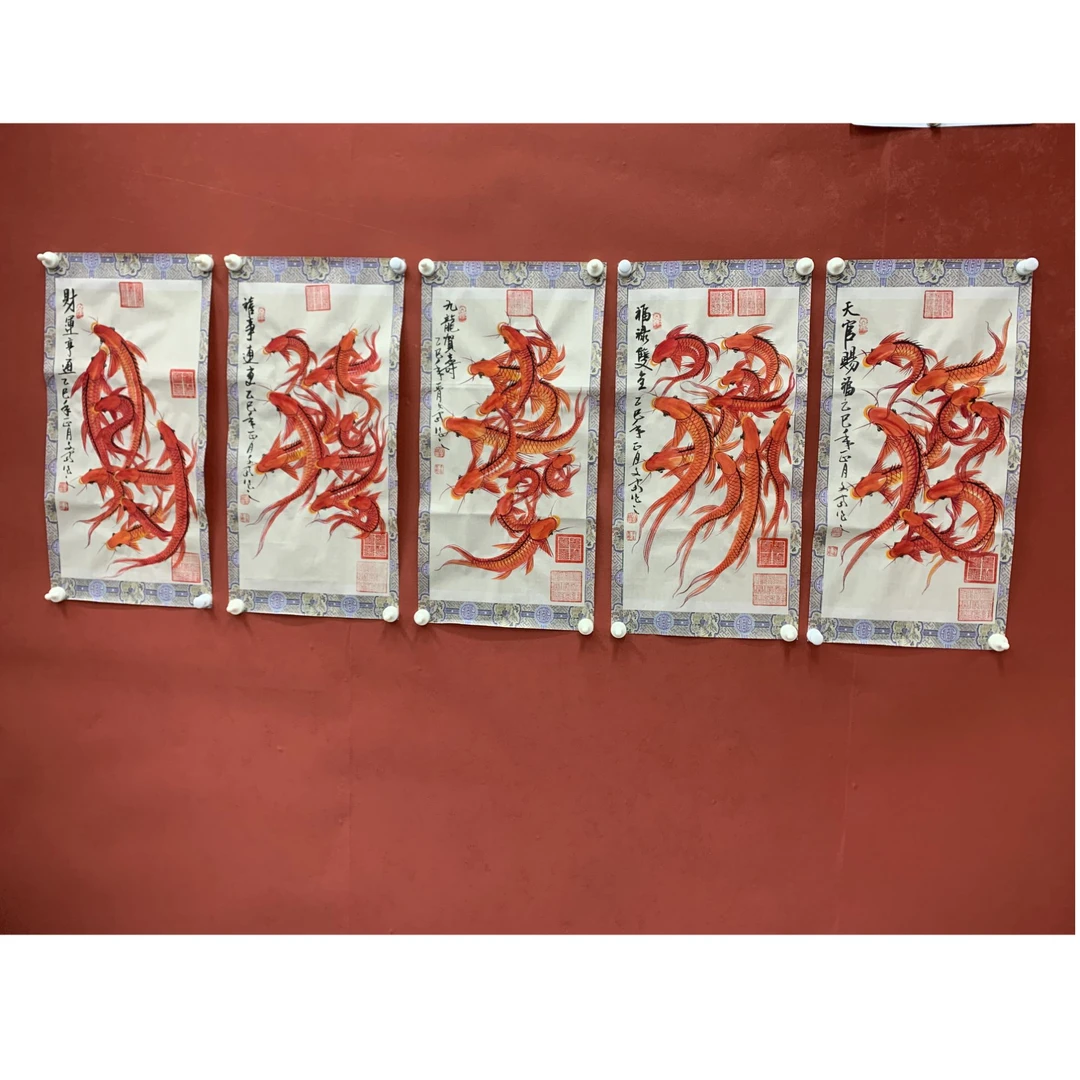 鱼形字/福禄寿喜财/张文富作品/精品2平尺/尺寸33×68cm