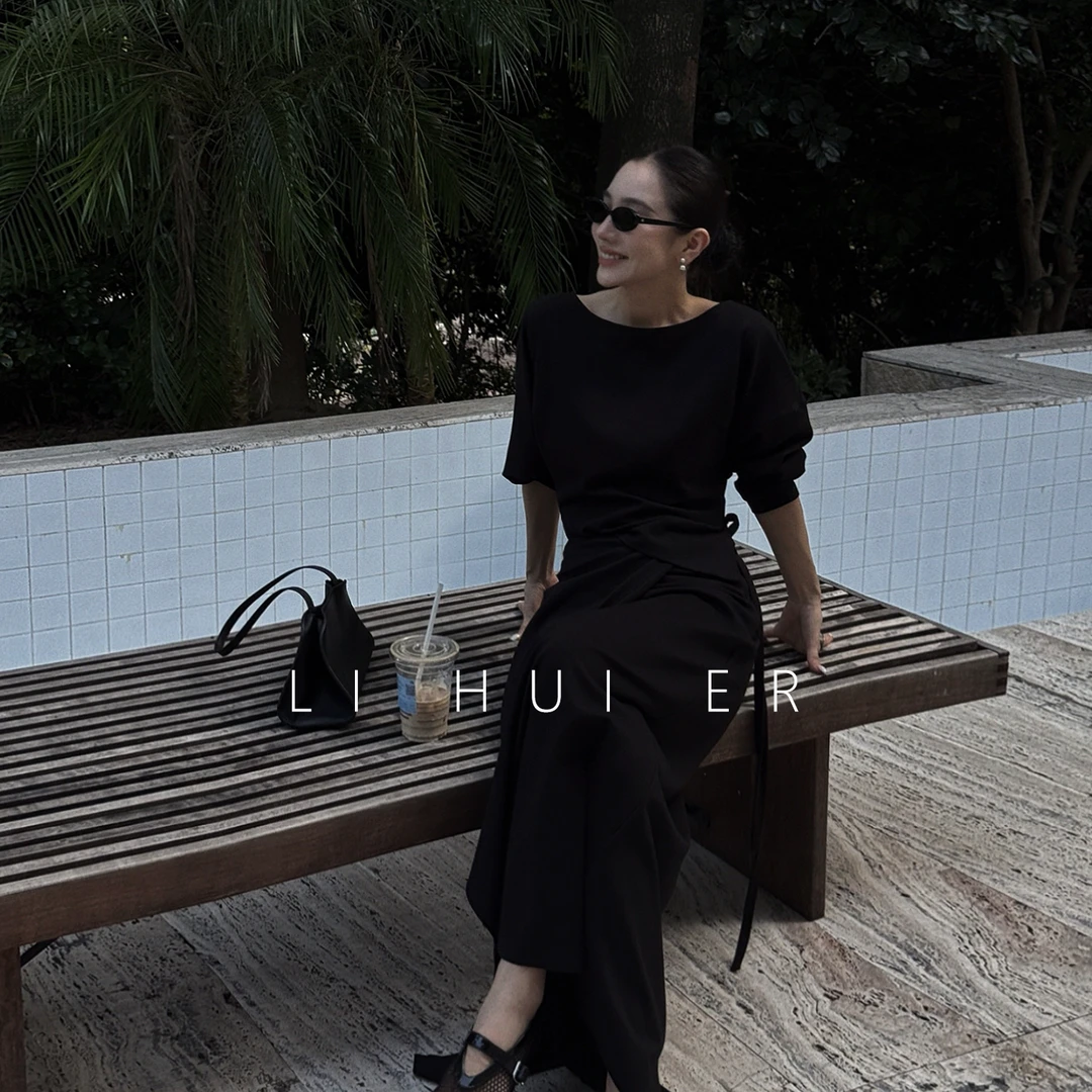 LiHuiEr李慧儿【希尔旧金山】 2025高级设计小众暗夜黑套装LL025531