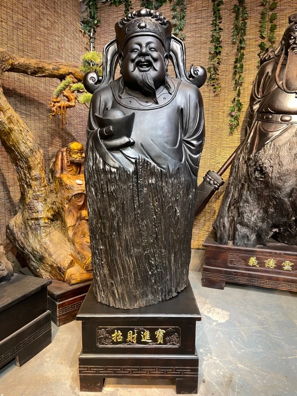 千年碳化红椿乌木财神爷家居办公室公司装饰品长73宽62高230