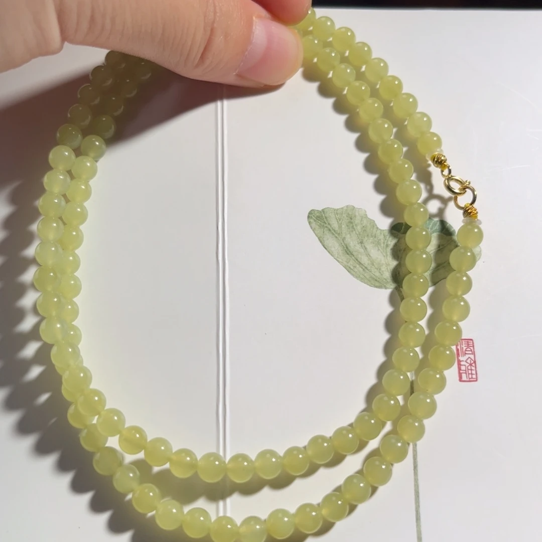 和田玉银S925镶嵌颈饰黄口5mm260