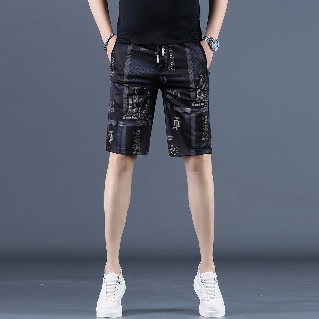 印花男士休闲短裤夏季时尚百搭花色五分裤潮牌弹力薄款舒适运动裤