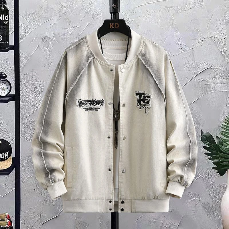 FAVMARTHA棒球领夹克男春秋季2025新款美式休闲外套男春装潮牌刺