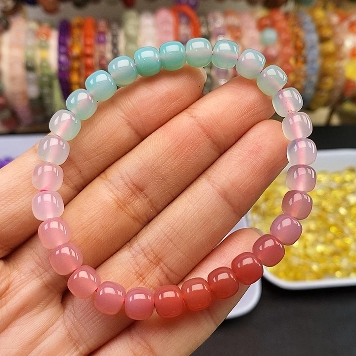 未镶嵌卡7x6老型盐源玛瑙渐变串一条玛瑙/玉髓