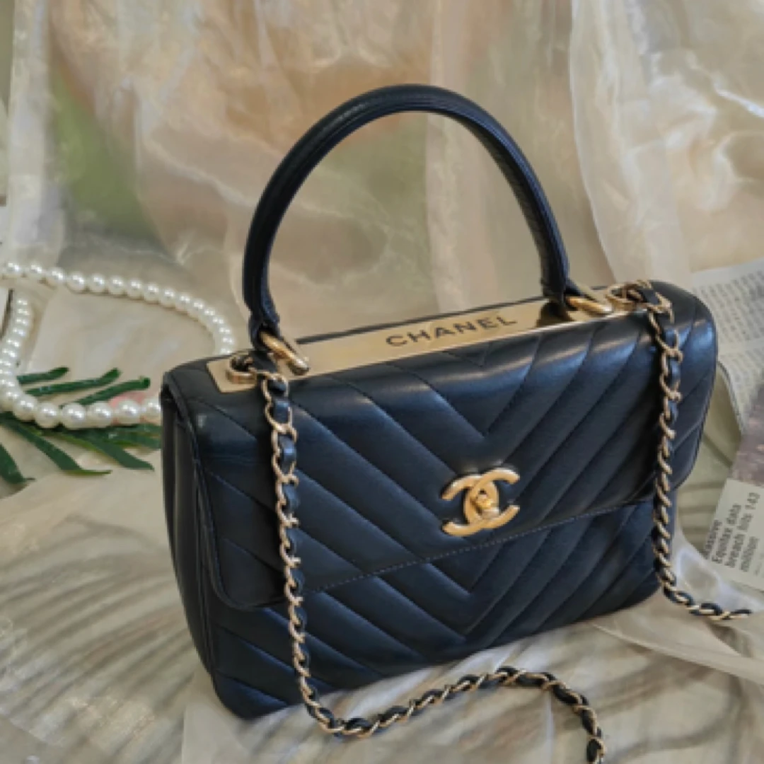 99新 Chanel/香奈儿 【文子姐专属】/D0257/Trandy CC 黑金斜挎包