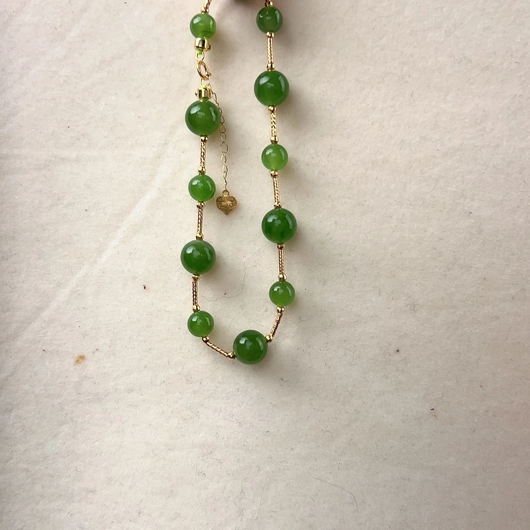 和田玉（碧玉）18K金镶嵌手链