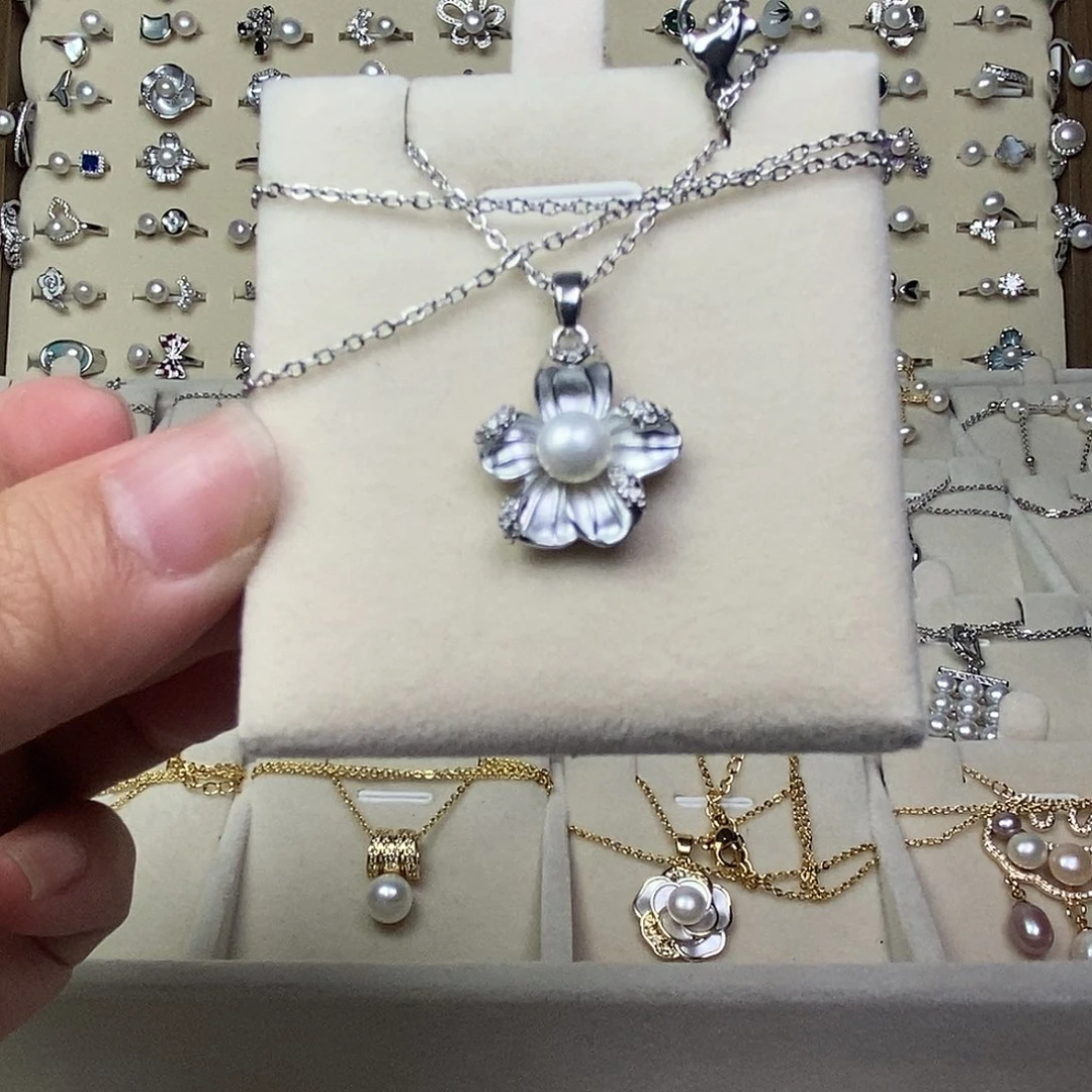 耳饰银S925镶嵌淡水珍珠