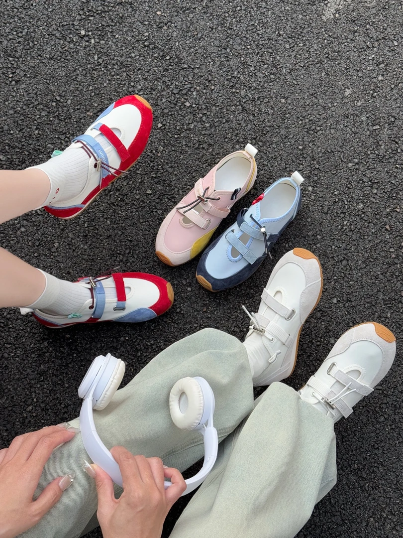 经典拼色阿甘慢跑牛皮运动鞋3厘米厚底德训鞋