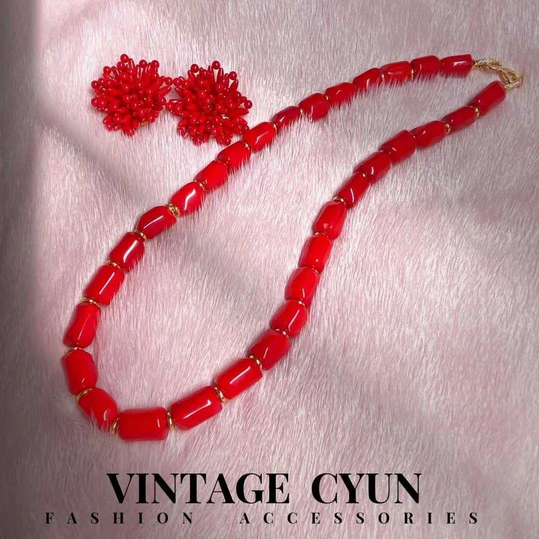 铜合金贝壳项链 11106手工编织深海珊珊卡（60）mm点位桶珠项链