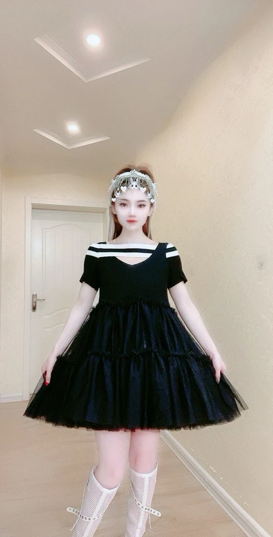 【面条家】5243#夏季仙仙纱纱拼接针织连衣裙