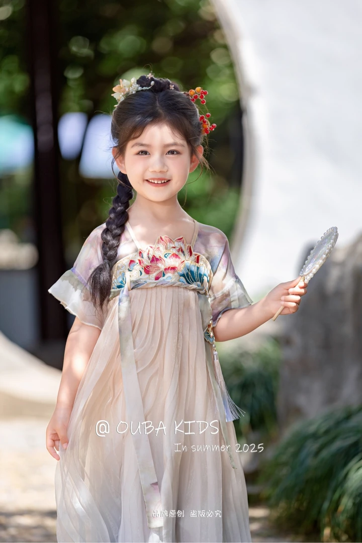 【现货】252-OB-258276紫色 女童2025年夏季中国瑾烟汉服裙童装