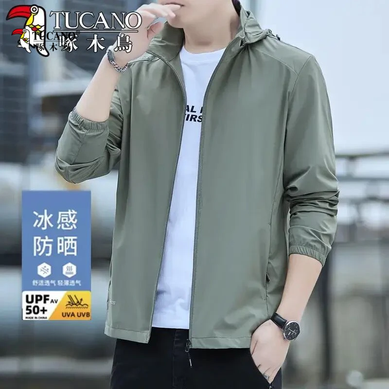 啄木鸟衣男夏季冰感薄款透气速干防紫外线宽松冰丝防晒服男款