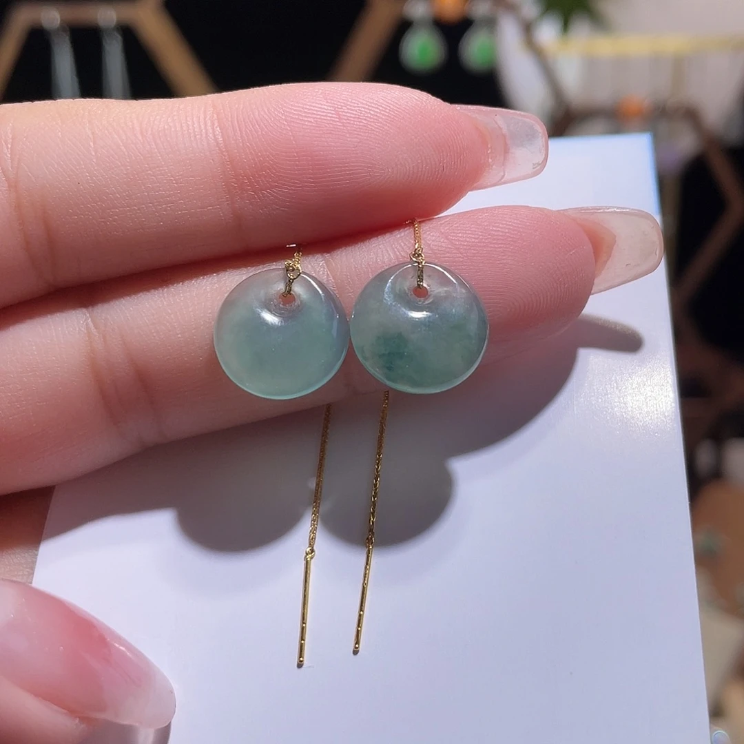 翡翠18K金镶嵌耳饰