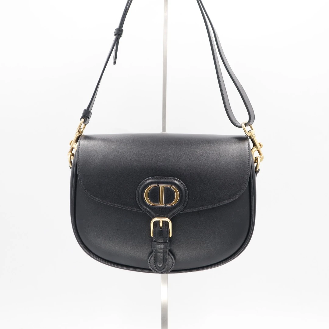99新 DIOR/迪奥 【晶晶专属】 bobby中号光面黑金时尚百搭包/JM9331