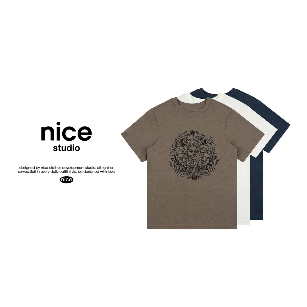 奈斯专属【星月之恋短袖】美式休闲百搭T恤女MK24DX576