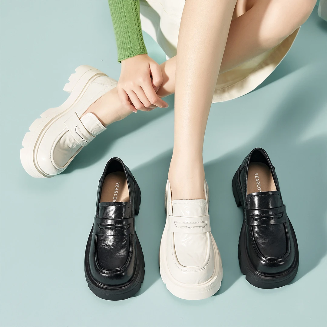 意尔康25年官方新款休闲百搭春秋圆头乐福女士女鞋英伦风软底单鞋