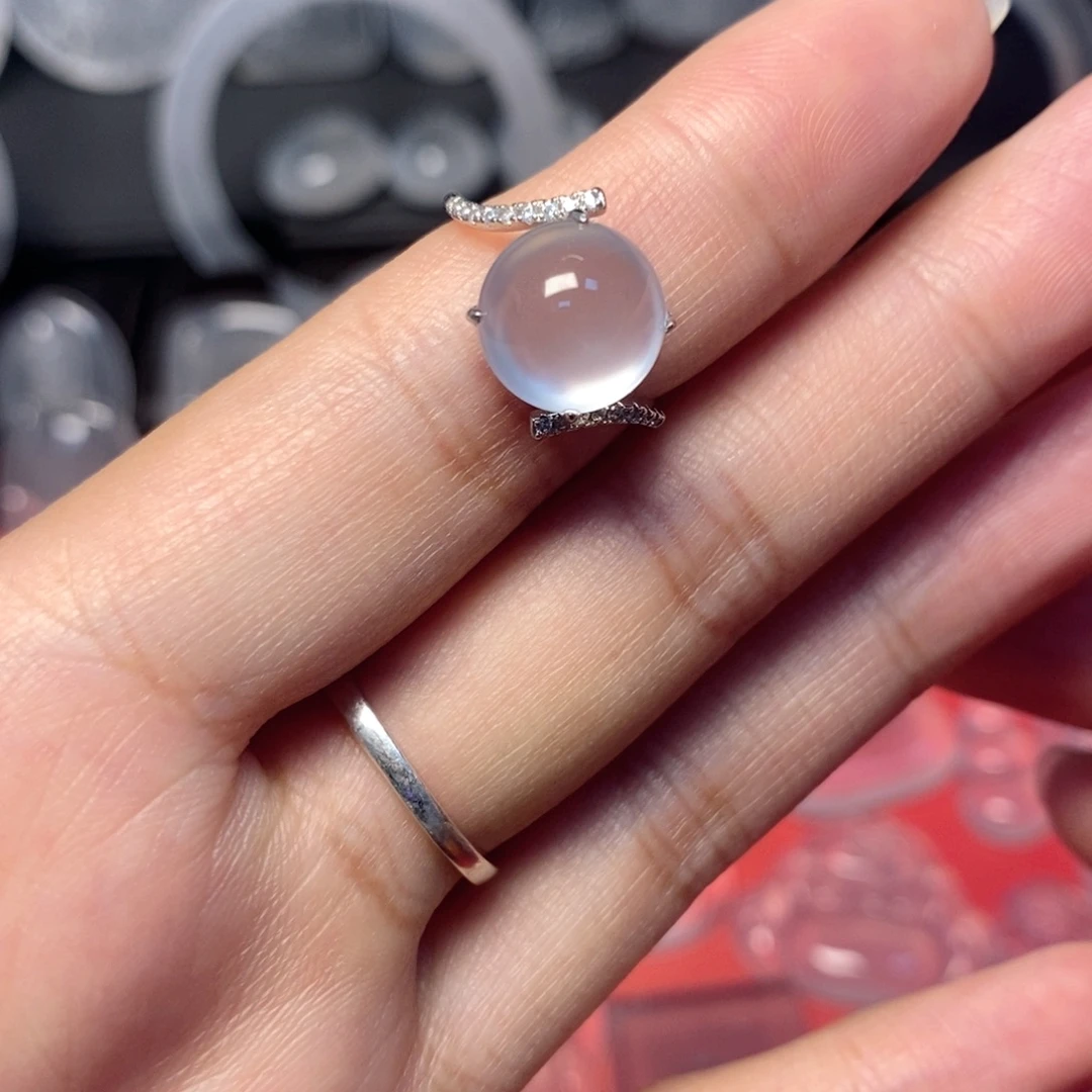 石英质玉银S925镶嵌戒指