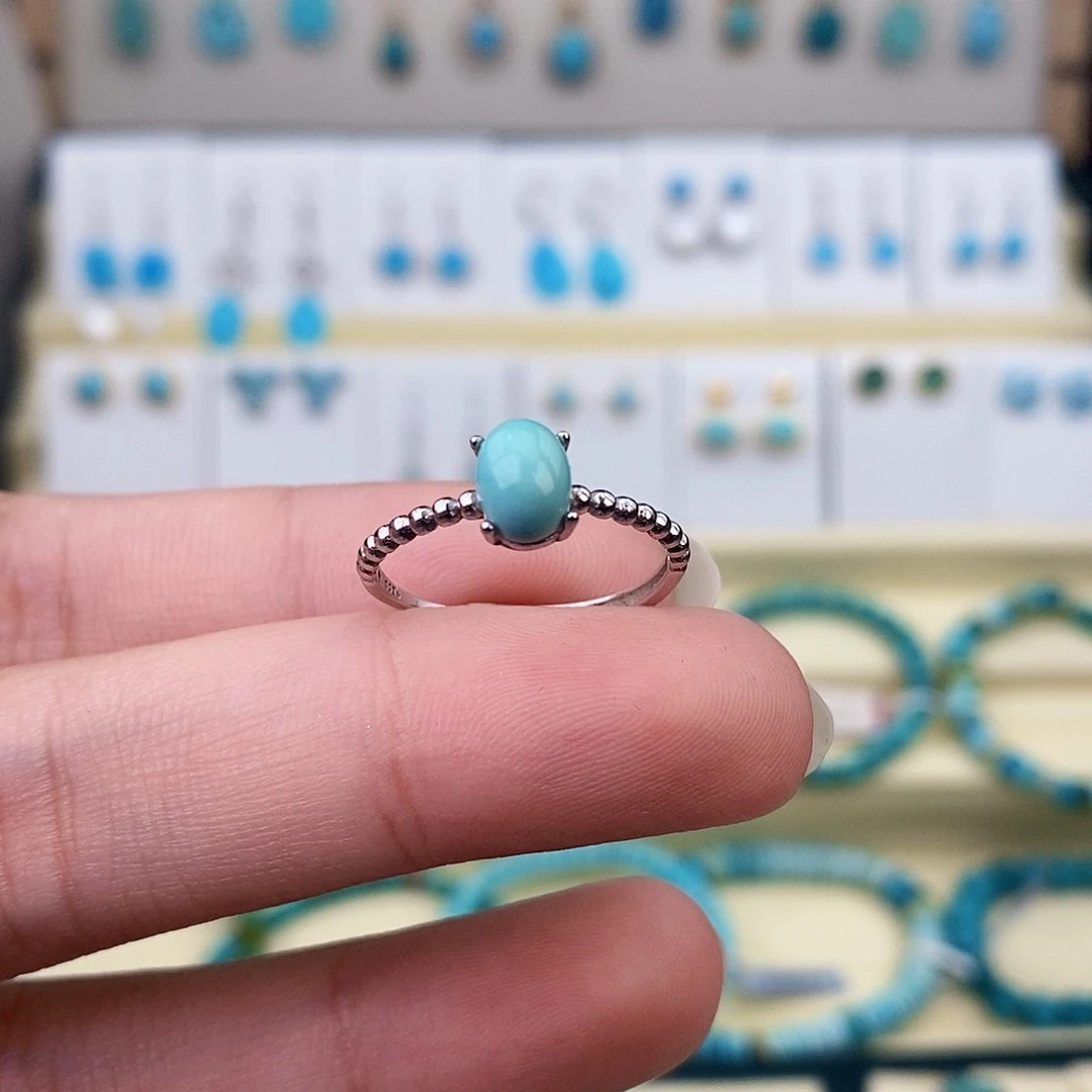 绿松石银S925镶嵌戒指