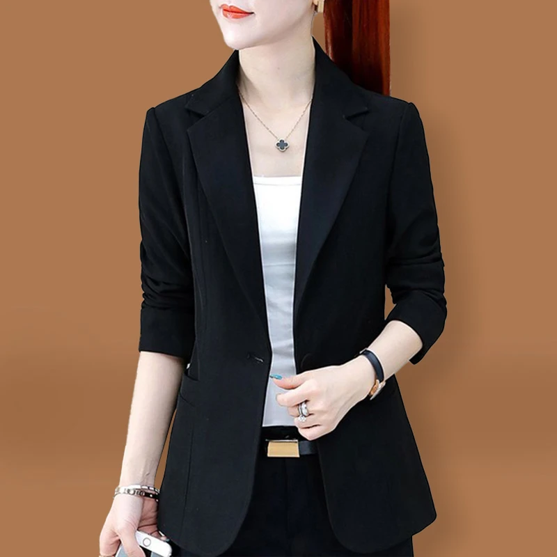 黑色休闲小西装外套装女士春秋2025新款高端级感个子西服品牌上衣