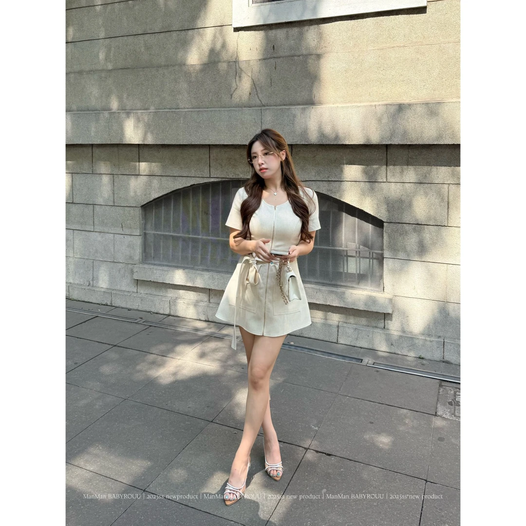 温与柔蔓蔓【时髦竞技场】新款法式甜美收腰显瘦连衣裙