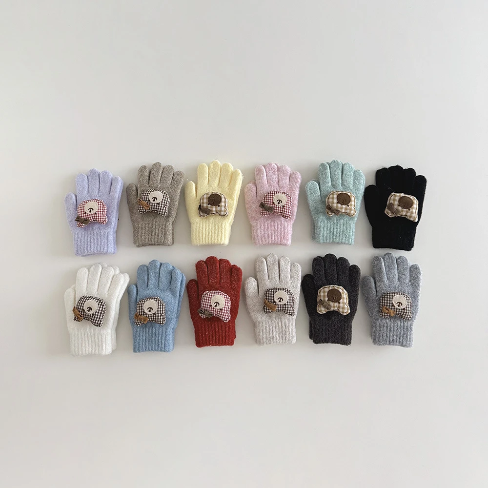 儿童手套冬季新款ins可爱卡通针织分指男童女童宝宝防寒手套
