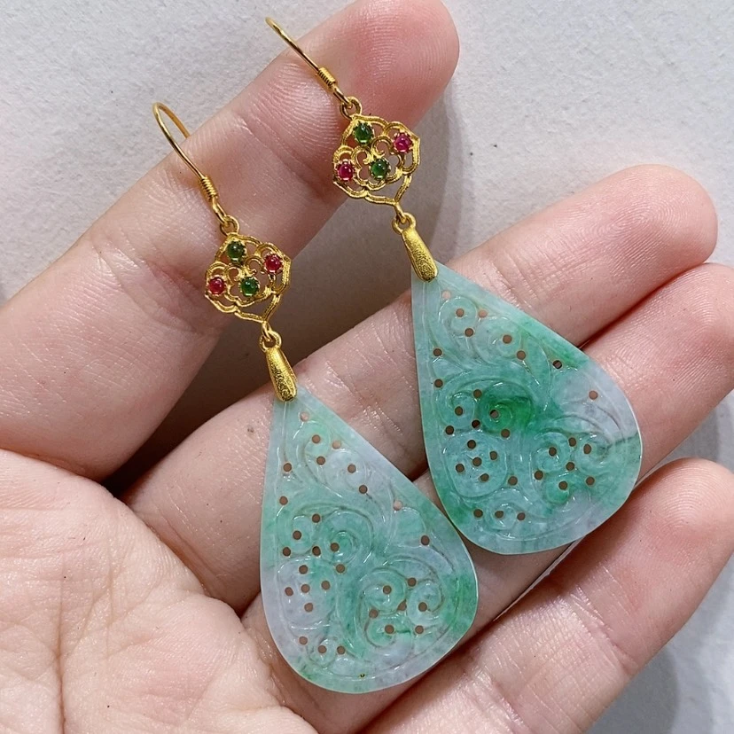 【闪购商品】翡翠未镶嵌耳饰