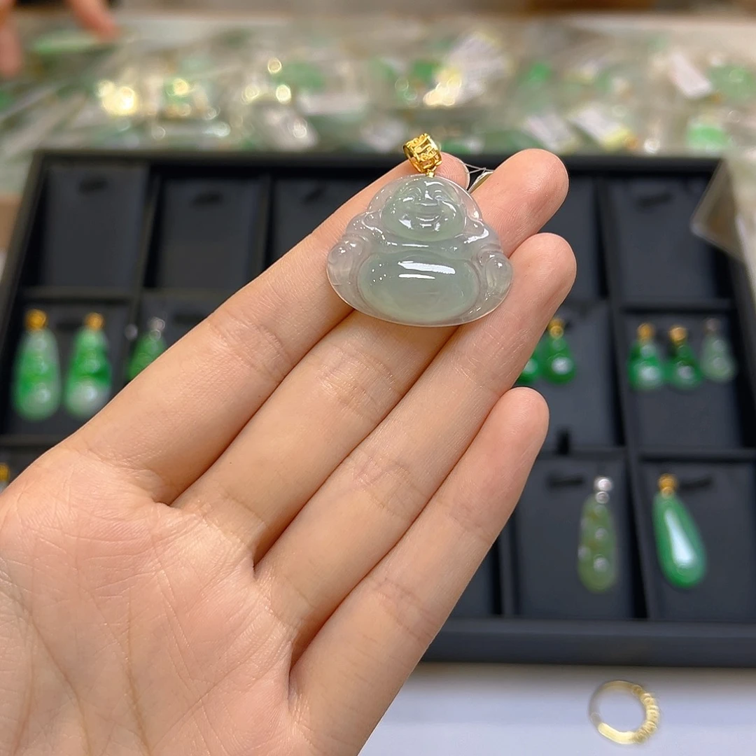 翡翠18K金镶嵌吊坠(不含链)翡翠