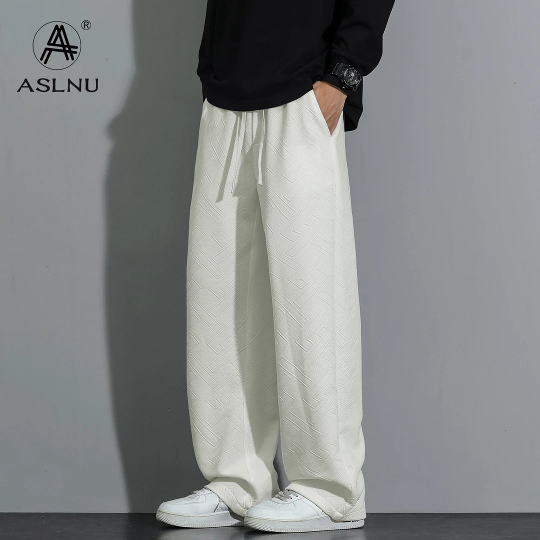 弯刀裤男生2025秋季新款直筒运动卫裤男美式休闲宽松垂感阔腿裤子