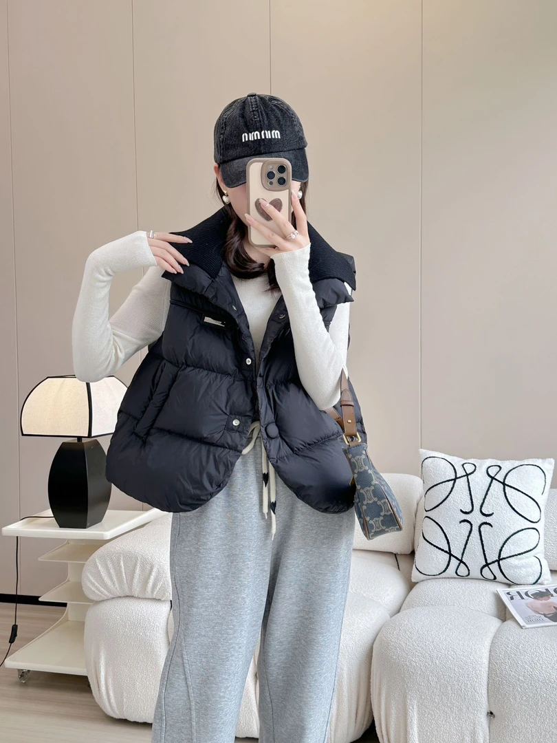 90白鸭绒韩版秋冬休闲保暖外穿宽松马甲羽绒服连帽2309