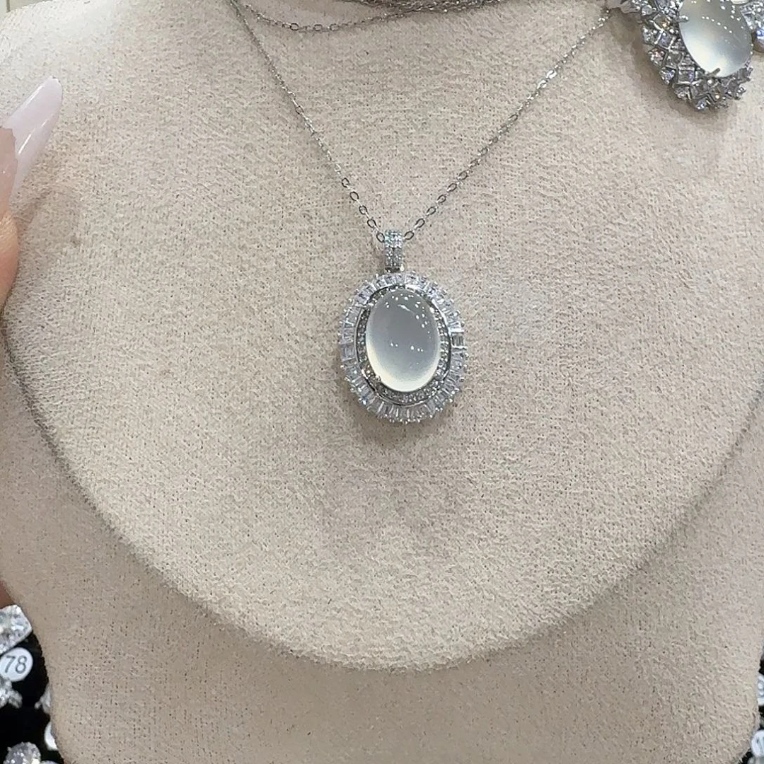 香***梨蛇纹石玉银S925镶嵌吊坠(赠链)