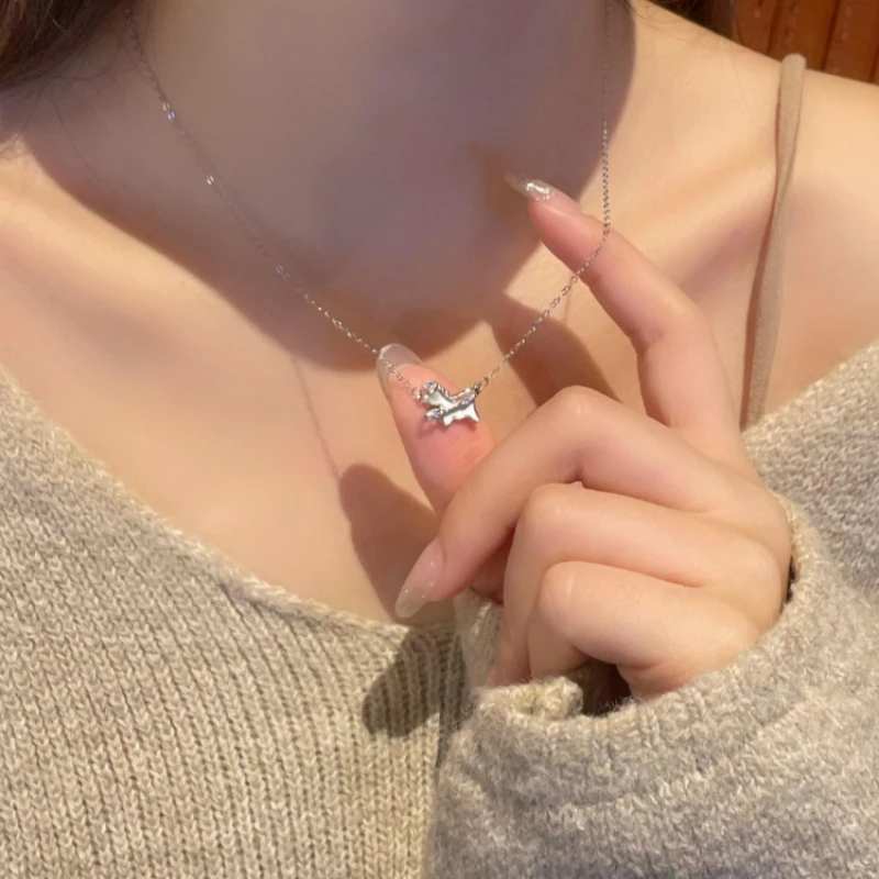 坠链均925银 纯银星月独角兽项链女款新款轻奢小众锁骨链生日礼物