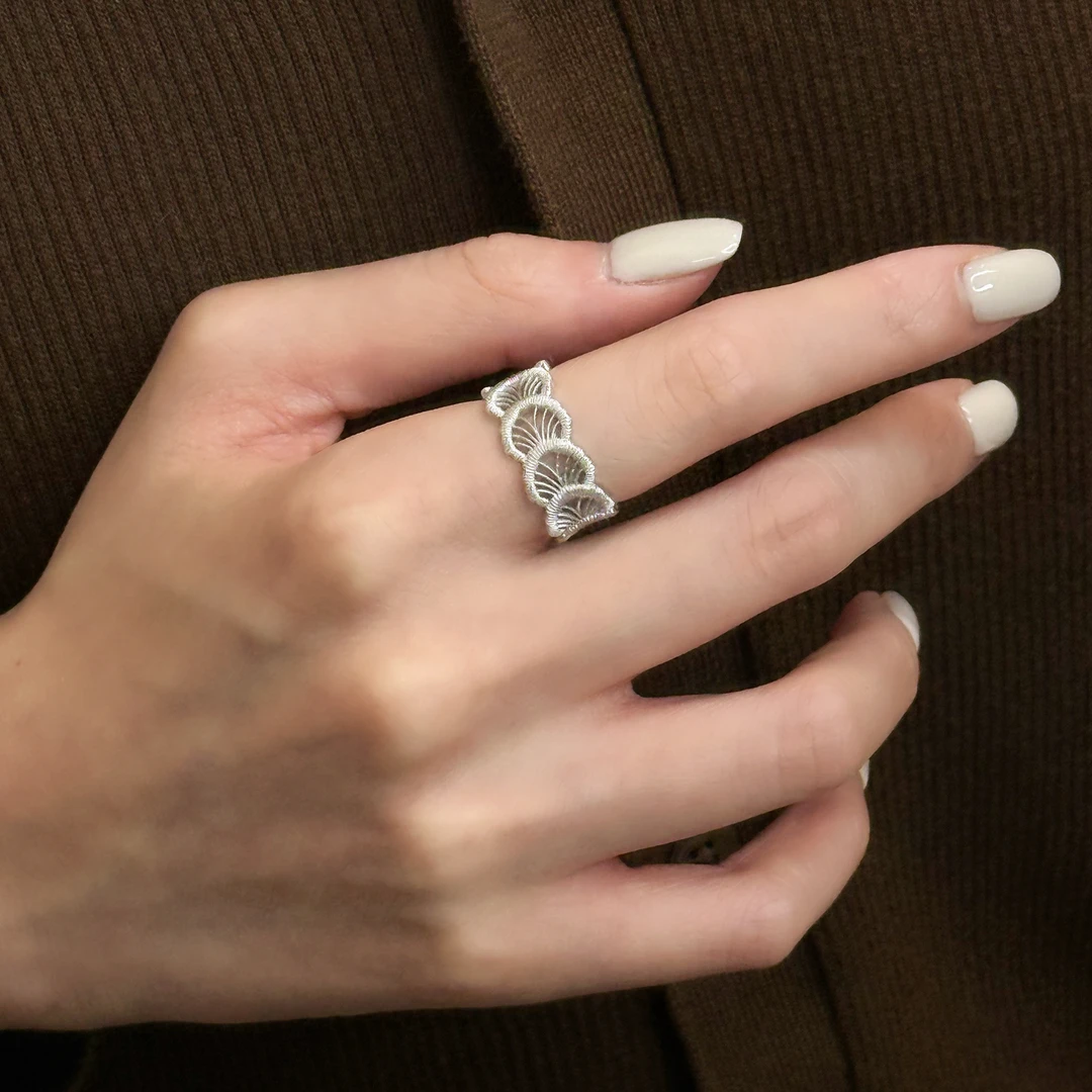 925银戒指 《云朵》轻奢复古简约时尚个性设计感镂空蕾丝纹理银戒指