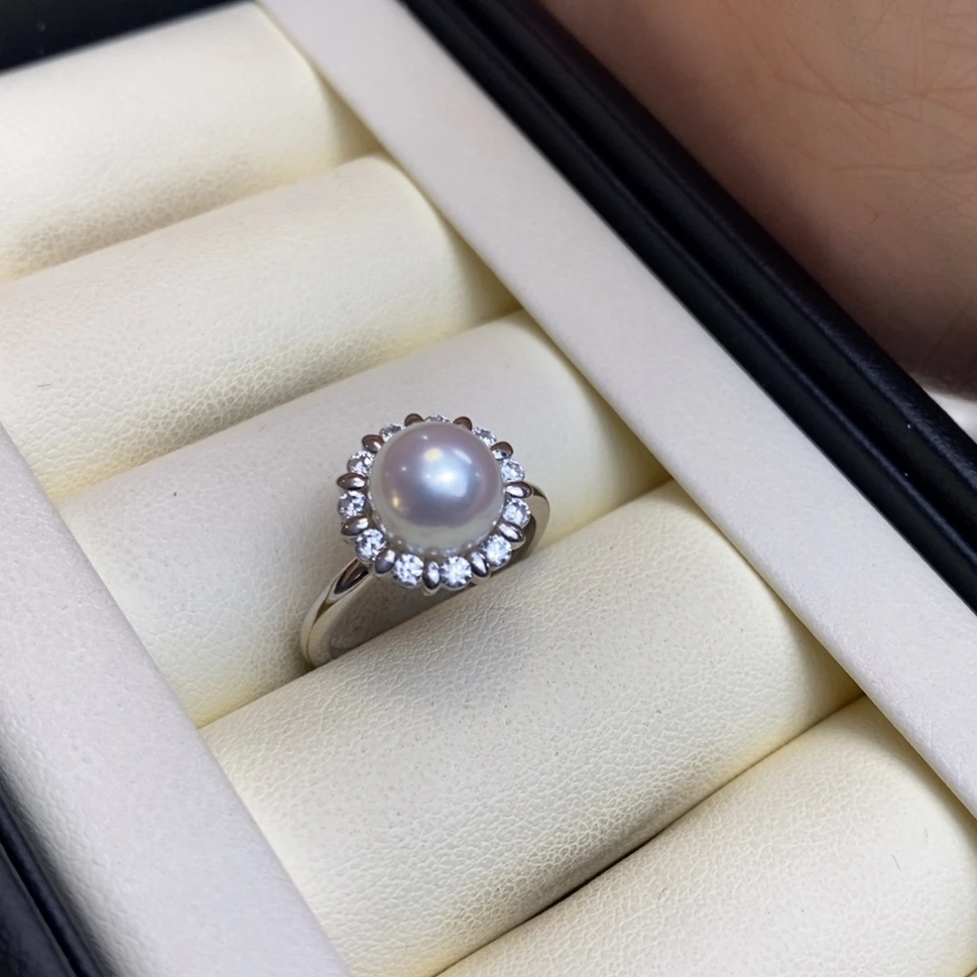 戒指银S925镶嵌淡水珍珠特价