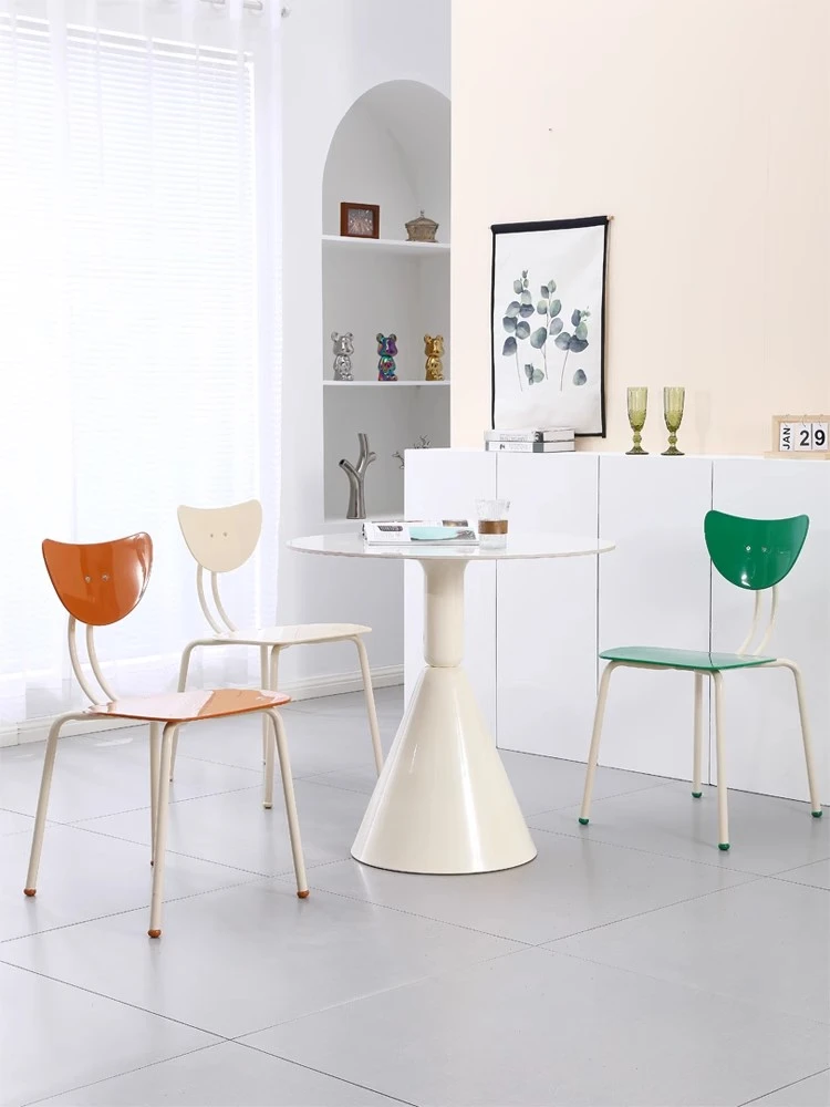 中古椅子北欧轻奢铁艺网红ins餐桌椅家用塑料靠背椅奶茶店咖啡凳