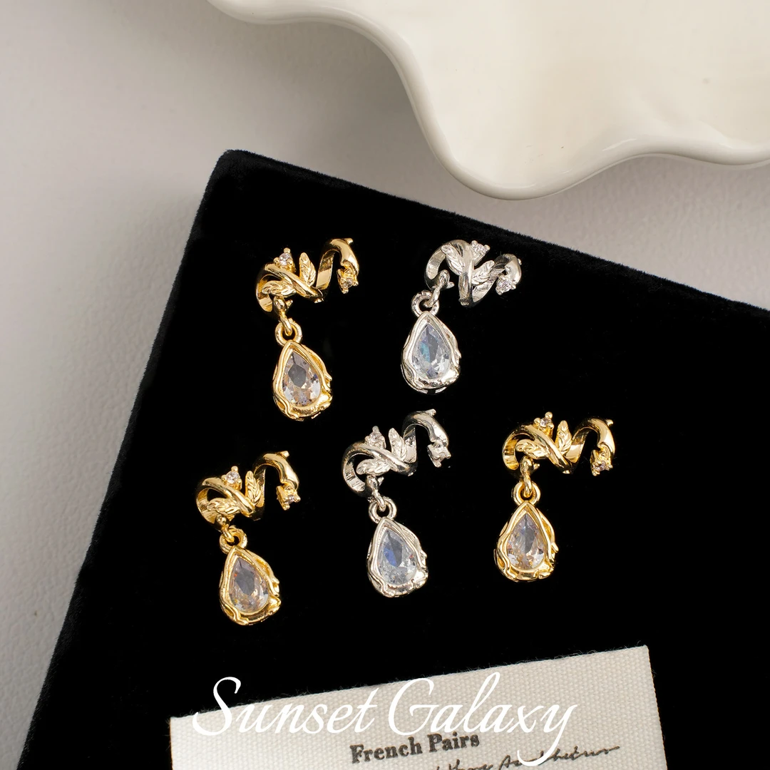 镀18k真金镶锆石小众水滴吊坠包手工diy串珠手链项链饰品配件材料