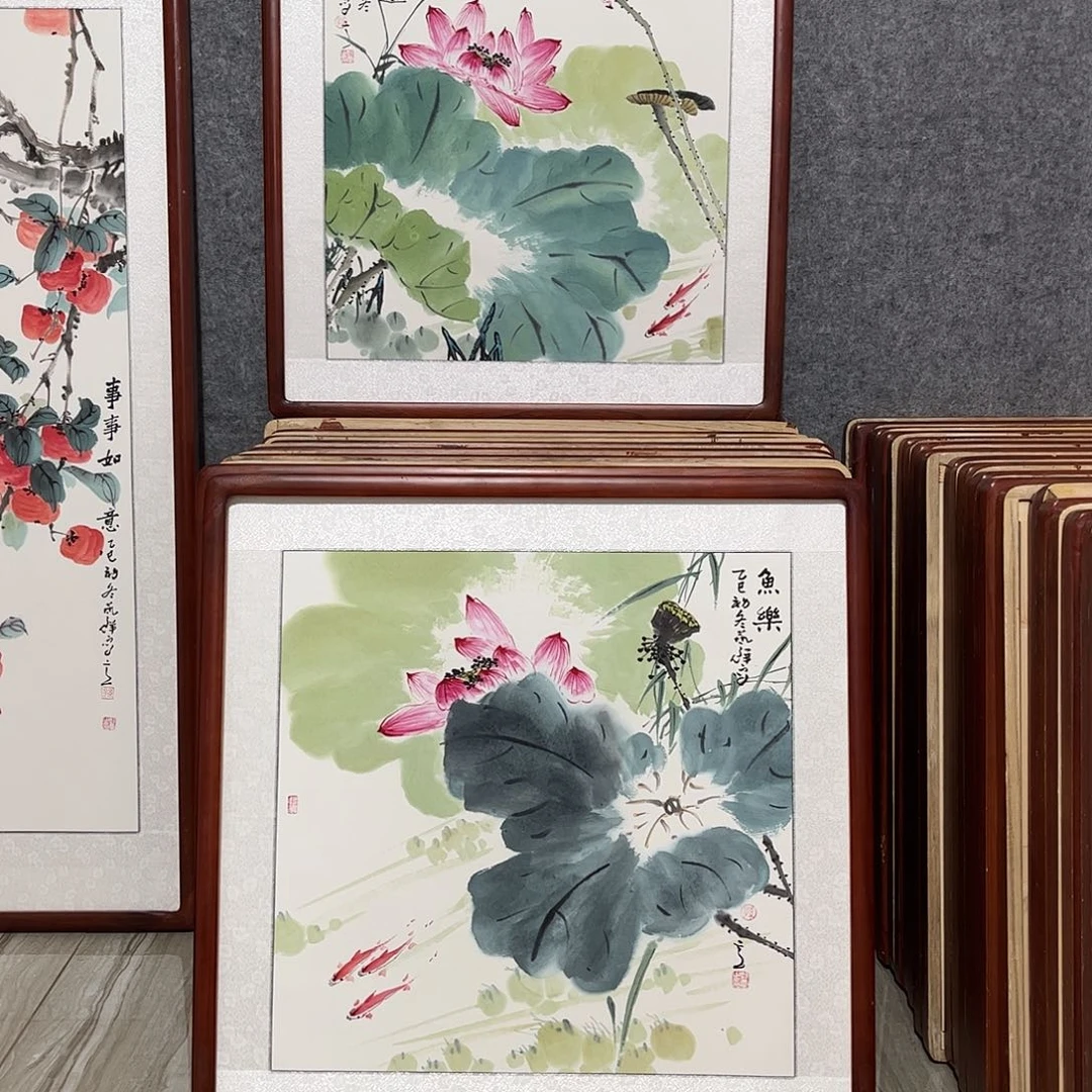 国画书画作品带框63×63