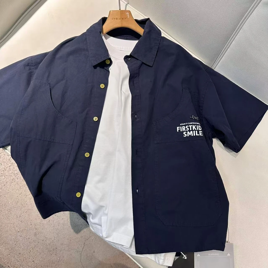 短袖衬衫！新款休闲宽松儿童洋气潮流韩版百搭短袖衬衫