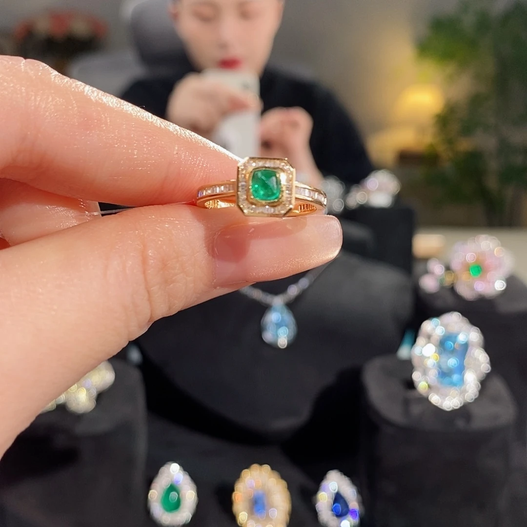 祖母绿18K金镶嵌戒指0.369ct哥伦比亚