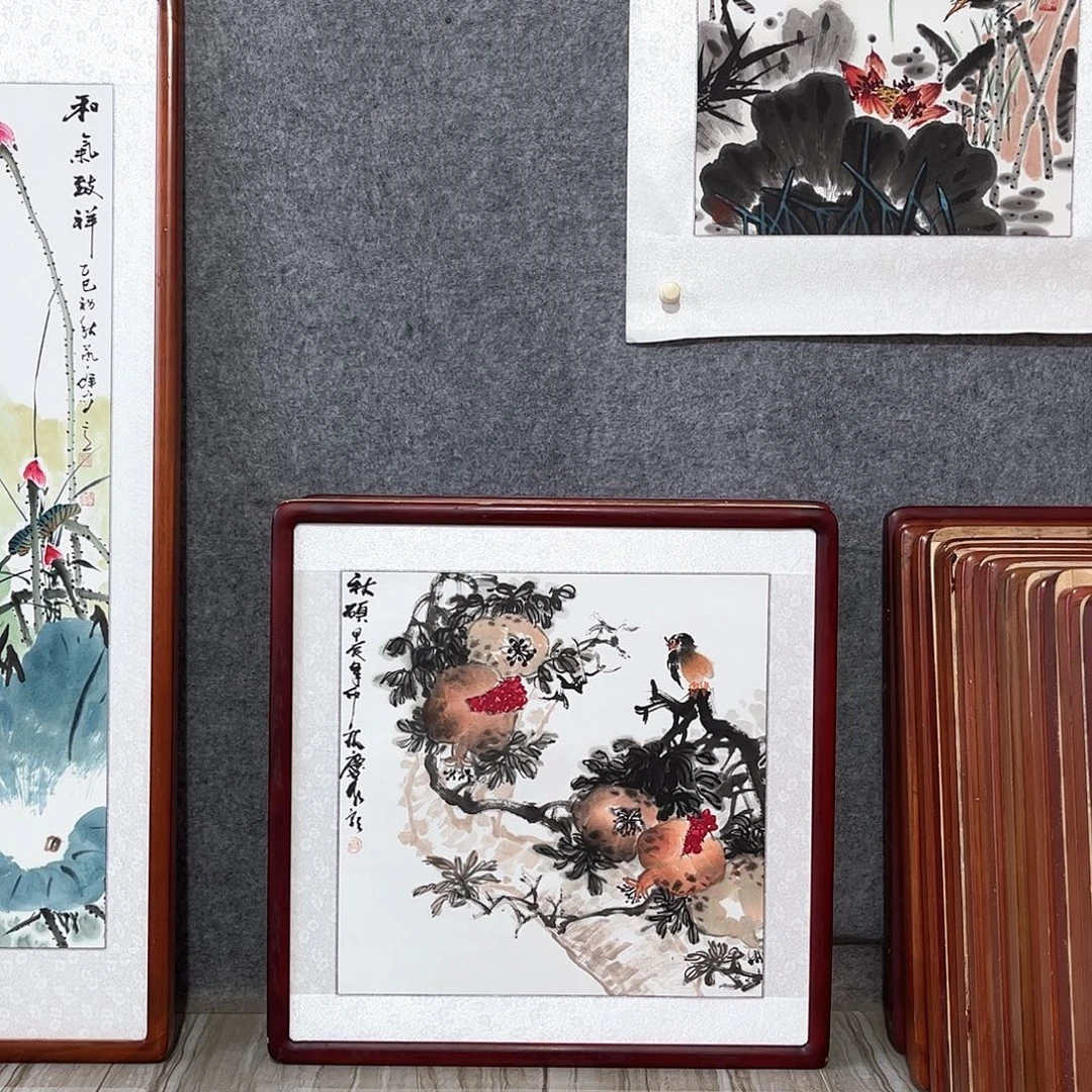 国画书画作品带框63×63