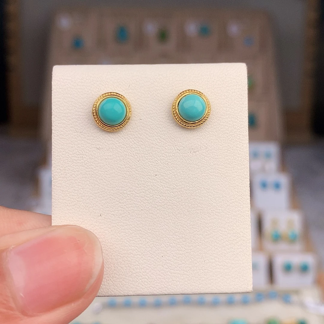 银S925镶嵌绿松石耳饰