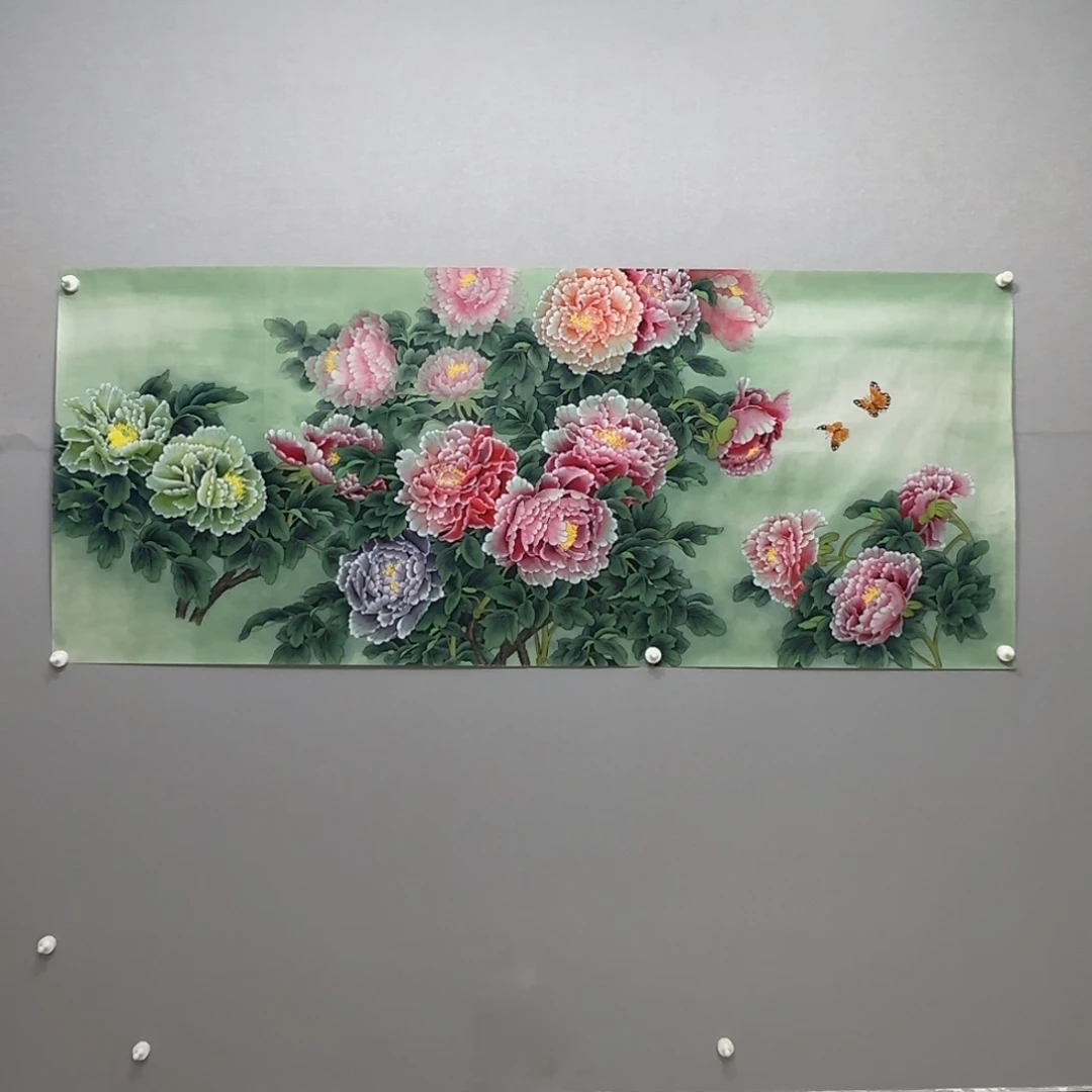 芳***草国画横幅六尺精品牡丹贾敏