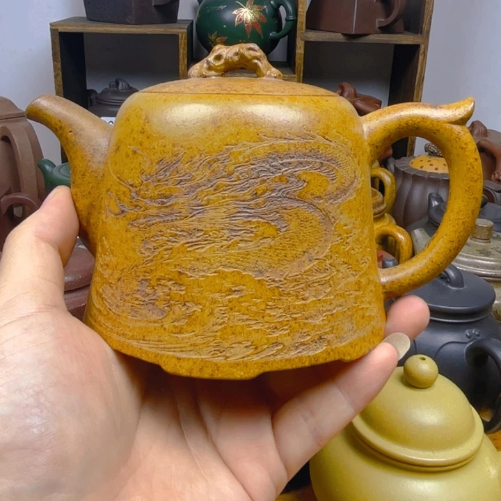 茶壶紫砂紫砂壶黄金段泥柴烧金钟300cc