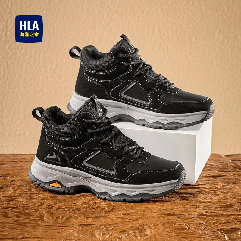 HLA/海澜之家男鞋2025秋冬新款户外高帮休闲工装鞋防滑耐磨登山鞋