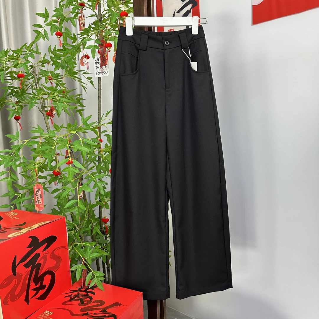 高腰显瘦时尚半松紧腰女士休闲裤 LX8578