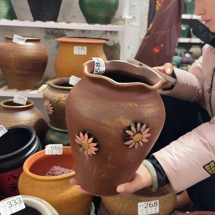 瑕疵金色花边584高度25口径15