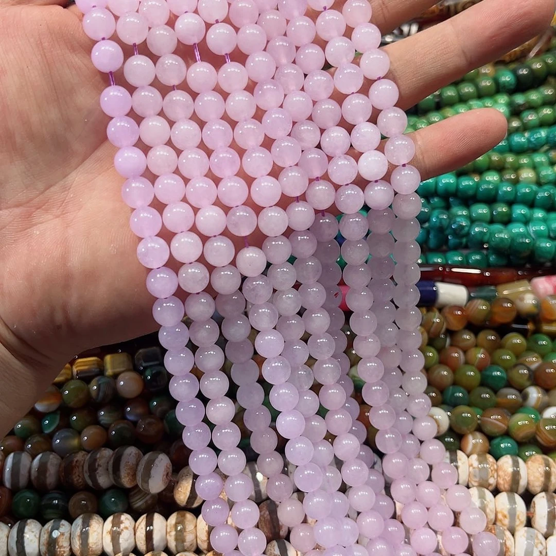 玛瑙/玉髓合金珠宝半成品紫玉一条8mm