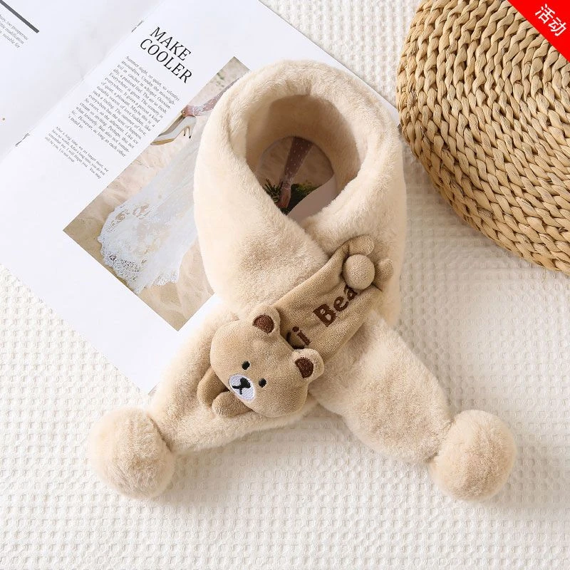 儿童围巾冬季款保暖超萌小孩可爱婴儿仿兔毛绒加厚卡通宝宝围脖XH