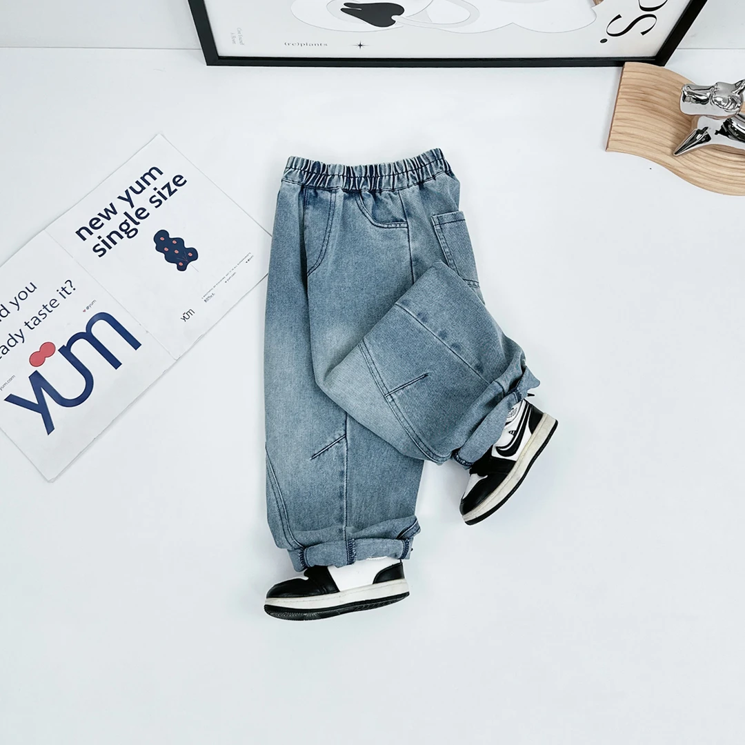 男童牛仔裤秋2025新款春装儿童裤子潮DF25019-1 悠悠童话童装